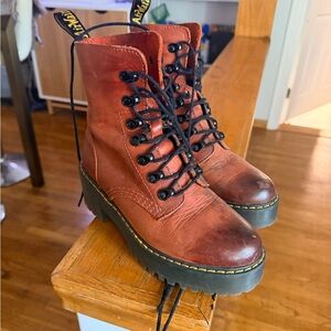 Dr. Martens Women's Red Leather Combat Boots